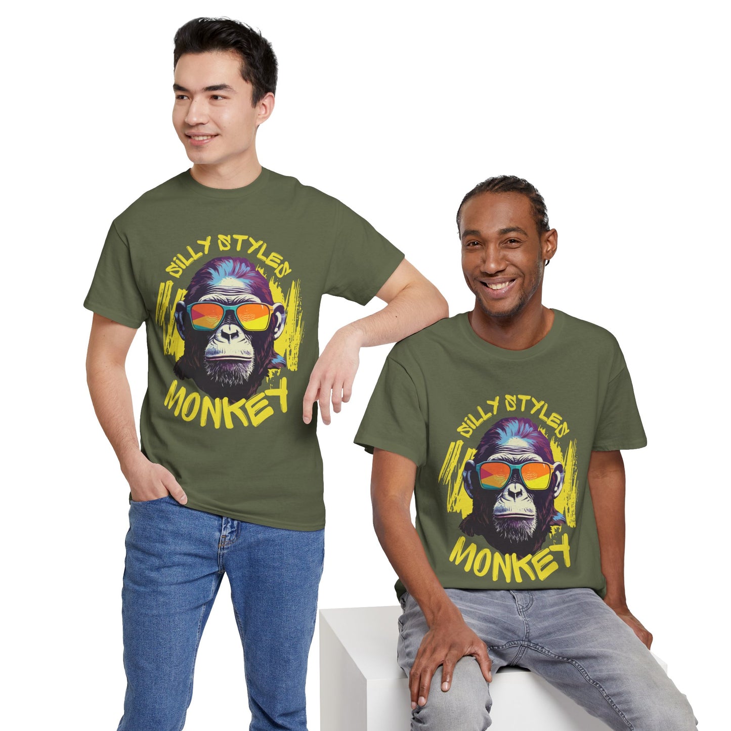 Monkey - Men 's Heavy Cotton Tee (Express Delivery available)