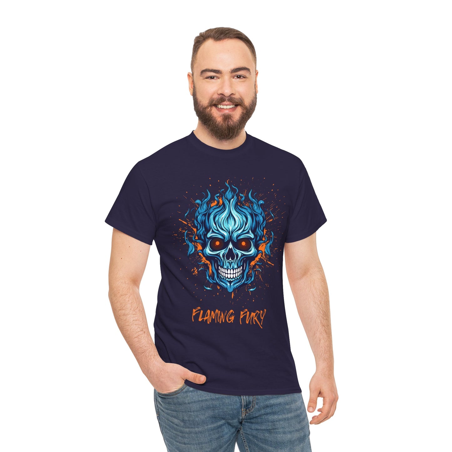 Flaming - Men Heavy Cotton Tee (Express Delivery available)